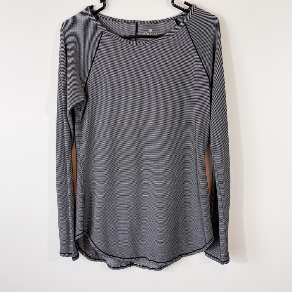 Athleta Shanti Micro Stripe Pullover Shirt, XS